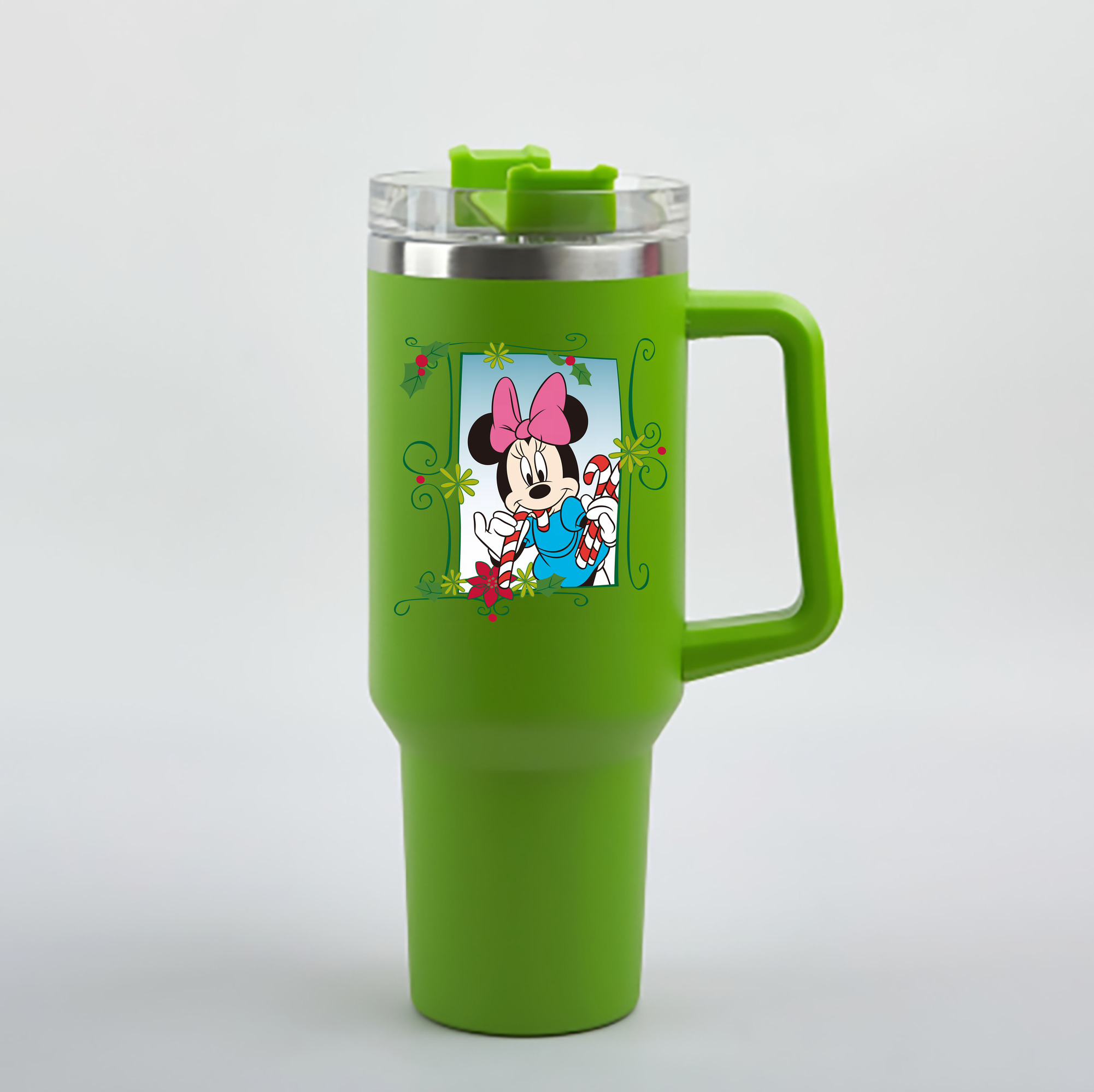 （画像用） ミッキーマウス Mickey Mouse 1200mL車用タンブラー - クリスタルステッカー（プラスチックストロー付き）